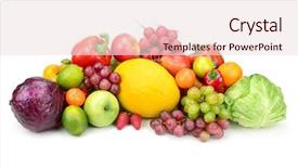  Presentation with frame of fruits and vegetables - PPT layouts enhanced with composition of fruits and vegetables background and a  colored foreground