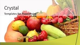  Presentation with fruits - PPT theme consisting of composition of fruits and vegetables background and a white colored foreground