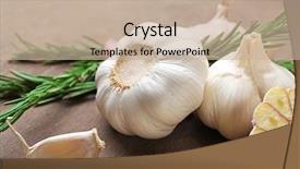  Presentation with garlic - PPT theme having composition of garlic and rosemary background and a soft green colored foreground