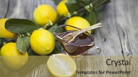  Presentation with floral - Slide deck consisting of wooden spoon with lemon background and a yellow colored foreground