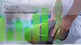  Presentation with digital image processing - Presentation theme consisting of composition-of-green-statistics-processing background and a light blue colored foreground