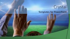  Presentation with business competition - Slide set having composition-of-group-of-businesspeople background and a light blue colored foreground