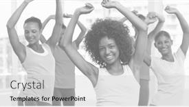  Presentation with black women - PPT theme with composition-of-group-of-happy background and a light gray colored foreground