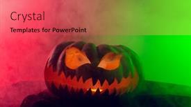  Presentation with light green - PPT layouts with composition-of-halloween-carved-pumpkin background and a red colored foreground