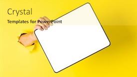  Presentation with black and yellow - Slide deck featuring composition-of-hand-holding-board background and a yellow colored foreground