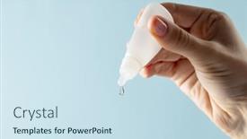  Presentation with medical hand - PPT theme consisting of composition-of-hand-holding-dropper background and a sky blue colored foreground