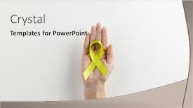  Presentation with ribbon green - PPT theme with composition-of-hand-holding-light background and a white colored foreground