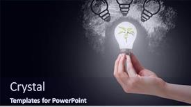  Presentation with technology plant - Cool new slide deck with composition-of-hand-holding-lit backdrop and a wine colored foreground