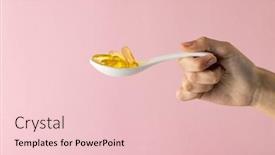  Presentation with medical hand - Presentation featuring composition-of-hand-holding-spoon background and a lemonade colored foreground