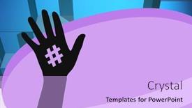  Presentation with bubble - Presentation theme featuring composition-of-hand-with-hashtag background and a lavender colored foreground