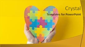  Presentation with holding hands - Presentation having composition-of-hands-holding-jigsaw background and a gold colored foreground