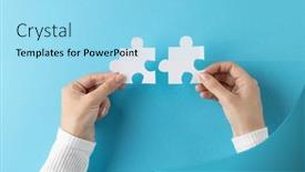  Presentation with holding puzzle pieces - PPT theme featuring composition-of-hands-holding-white background and a arctic colored foreground