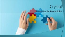  Presentation with mental healthcare - Slide set with composition-of-hands-putting-jigsaw background and a light blue colored foreground
