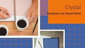  Presentation with notebook design - Audience pleasing presentation design consisting of composition-of-hands-writing backdrop and a gold colored foreground