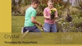  Presentation with gardening - PPT layouts enhanced with composition-of-happy-arbor-day background and a gold colored foreground