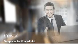  Presentation with global partnership - Slide deck consisting of composition-of-happy-caucasian-businessman background and a violet colored foreground