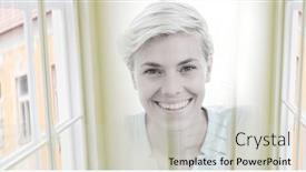  Presentation with success business - Slide set enhanced with composition-of-happy-caucasian-busineswoman background and a light gray colored foreground