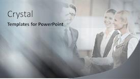  Presentation with global partnership - Presentation theme consisting of composition-of-happy-diverse-business background and a light gray colored foreground