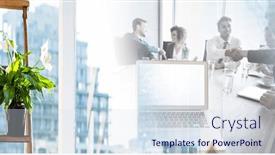  Presentation with partnership - Presentation design enhanced with composition-of-happy-diverse-business background and a sky blue colored foreground