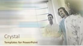  Presentation with global partnership - PPT theme having composition-of-happy-diverse-business background and a lemonade colored foreground