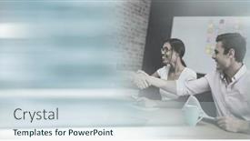  Presentation with global partnership - Slide deck with composition-of-happy-diverse-business background and a sky blue colored foreground