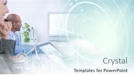  Presentation with team meeting - PPT layouts having composition-of-happy-diverse-business background and a sky blue colored foreground