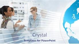  Presentation with team meeting - Presentation design with composition-of-happy-diverse-business background and a sky blue colored foreground