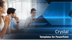  Presentation with shapes - Presentation theme having composition-of-happy-diverse-business background and a ocean colored foreground