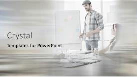  Presentation with team meeting - PPT layouts consisting of composition-of-happy-diverse-business background and a light gray colored foreground