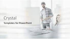  Presentation with team meeting - Slides having composition-of-happy-diverse-business background and a white colored foreground