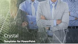  Presentation with business communication - Presentation theme featuring composition-of-happy-diverse-business background and a dark gray colored foreground