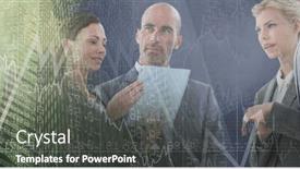  Presentation with team meeting - Presentation design enhanced with composition-of-happy-diverse-business background and a dark gray colored foreground