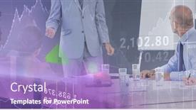  Presentation with team meeting - PPT theme consisting of composition-of-happy-diverse-business background and a light blue colored foreground