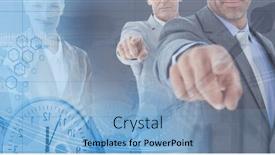  Presentation with business communication - Presentation design consisting of composition-of-happy-diverse-business background and a light blue colored foreground