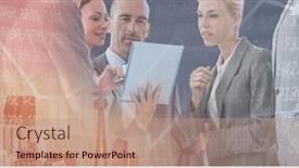  Presentation with team meeting - Presentation featuring composition-of-happy-diverse-business background and a coral colored foreground