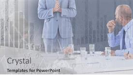  Presentation with team meeting - PPT theme enhanced with composition-of-happy-diverse-business background and a light gray colored foreground