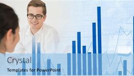  Presentation with business communication - PPT theme featuring composition-of-happy-diverse-businesspeople background and a light blue colored foreground