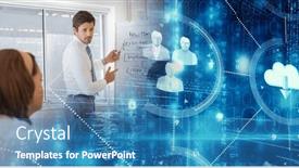  Presentation with business communication - Slide deck featuring composition-of-happy-diverse-businesspeople background and a teal colored foreground