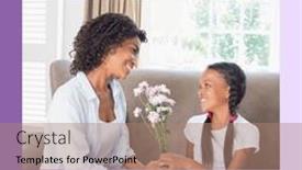  Presentation with motherhood - Presentation design enhanced with composition-of-happy-mother-s background and a coral colored foreground