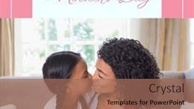  Presentation with motherhood - Theme consisting of composition-of-happy-mother-s background and a coral colored foreground