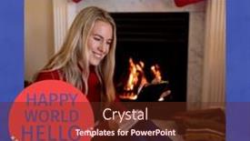  Presentation with woman world - Presentation theme consisting of composition-of-happy-world-hello background and a tawny brown colored foreground