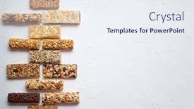  Presentation with energy bars - Presentation design with composition-of-healthy-raw-dessert background and a sky blue colored foreground