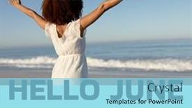  Presentation with hello june - Presentation theme with composition-of-hello-june-text background and a light blue colored foreground