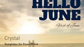  Presentation with hello june - Slides enhanced with composition-of-hello-june-text background and a blonde colored foreground