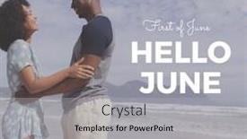  Presentation with hello june - PPT theme having composition-of-hello-june-text background and a light gray colored foreground