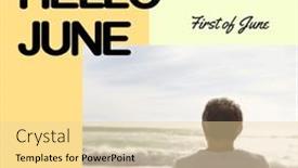  Presentation with hello june - PPT theme consisting of composition-of-hello-june-text background and a lemonade colored foreground