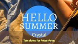  Presentation with guitar - Presentation design consisting of composition-of-hello-summer-text background and a tawny brown colored foreground