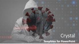  Presentation with trojan - Cool new presentation theme with composition-of-hooded-hacker backdrop and a gray colored foreground