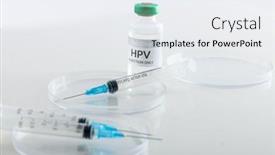  Presentation with medical vaccine - Slides having composition-of-hpv-vaccine-vial background and a  colored foreground