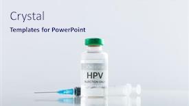  Presentation with medical vaccine - PPT theme with composition-of-hpv-vaccine-vial background and a  colored foreground
